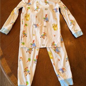 Light Blue Bunny & Garden Print Kids Pajama Set